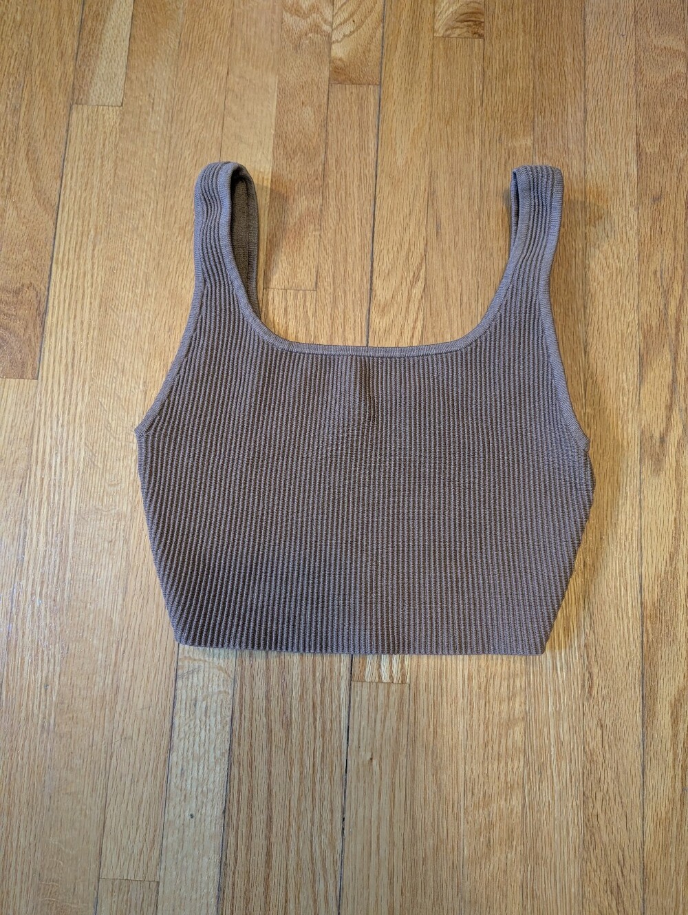 Aritzia Babaton Sculpt Knit Squareneck Cropped Tank Top Brown - Size S